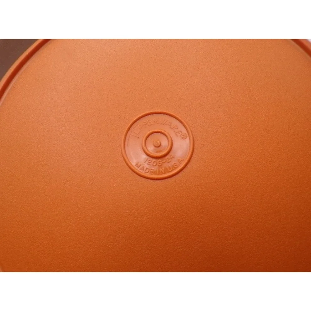 Vintage Tupperware Set 3 Round Containers Brown 1206 Orange 1206 Pink Green 2415